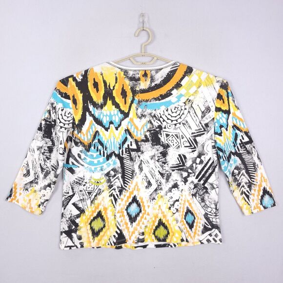 Jess & Jane Top Shirt Womens Size 1X Pullover Geometric Abstract 3/4 Sleeves - Picture 8 of 12
